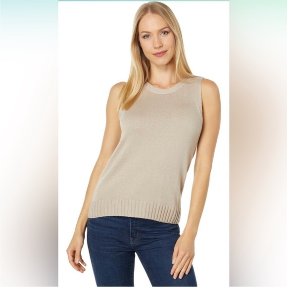 Splendid Collection Tan Neutral Carmella Cashmere Sleeveless Sweater Vest - Picture 1 of 9